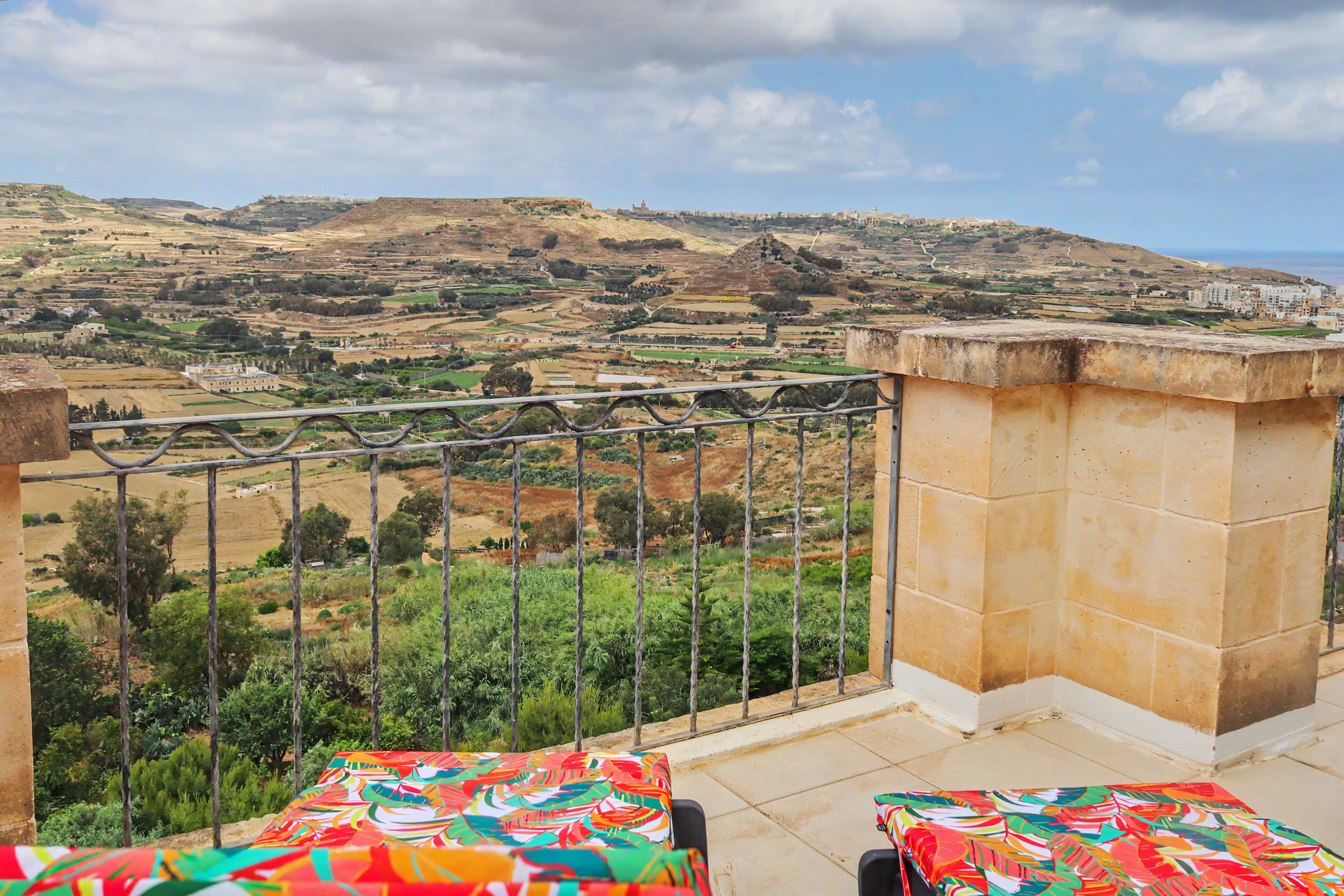 Terrace overlooking green valley