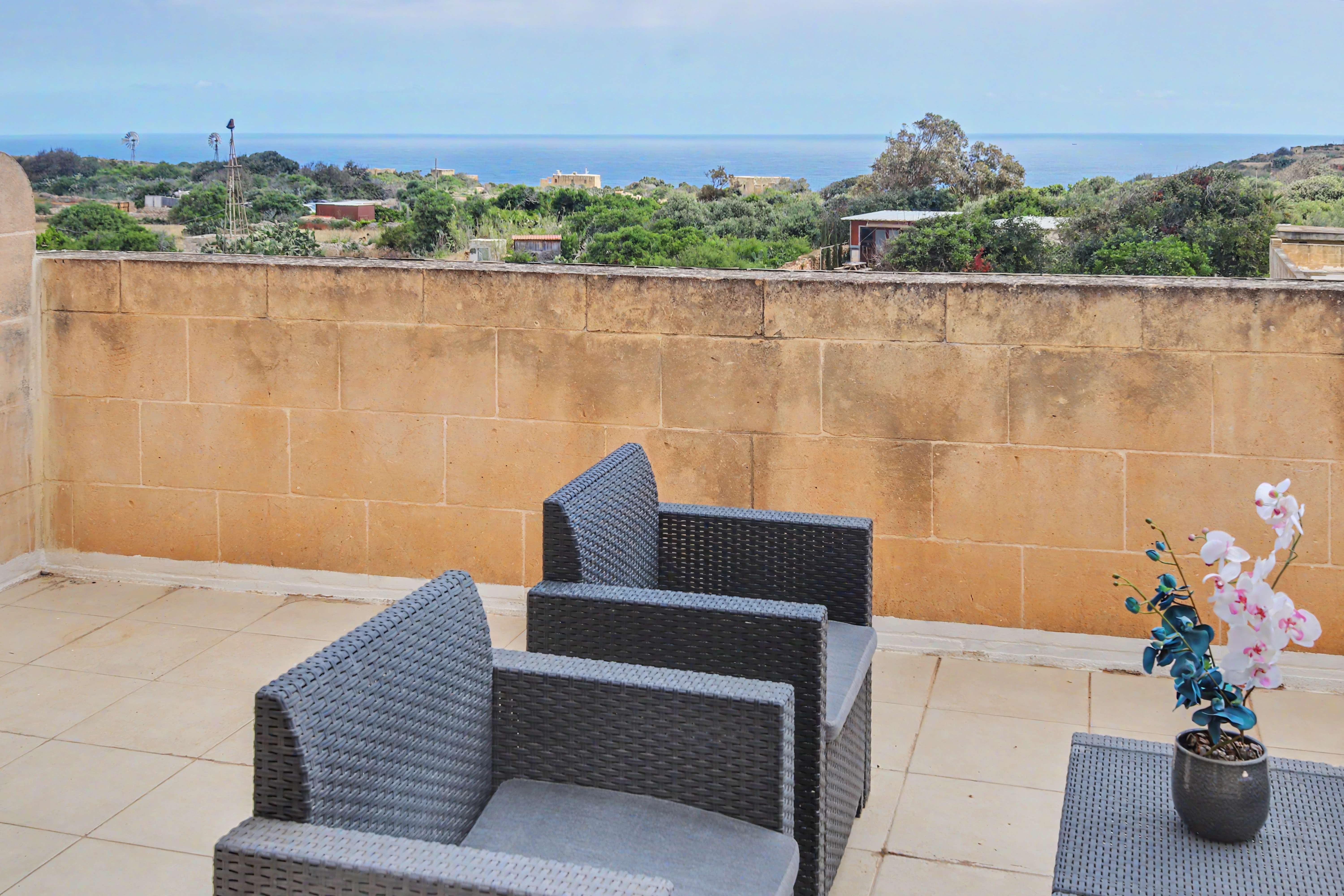 Terrace with coastal sea view