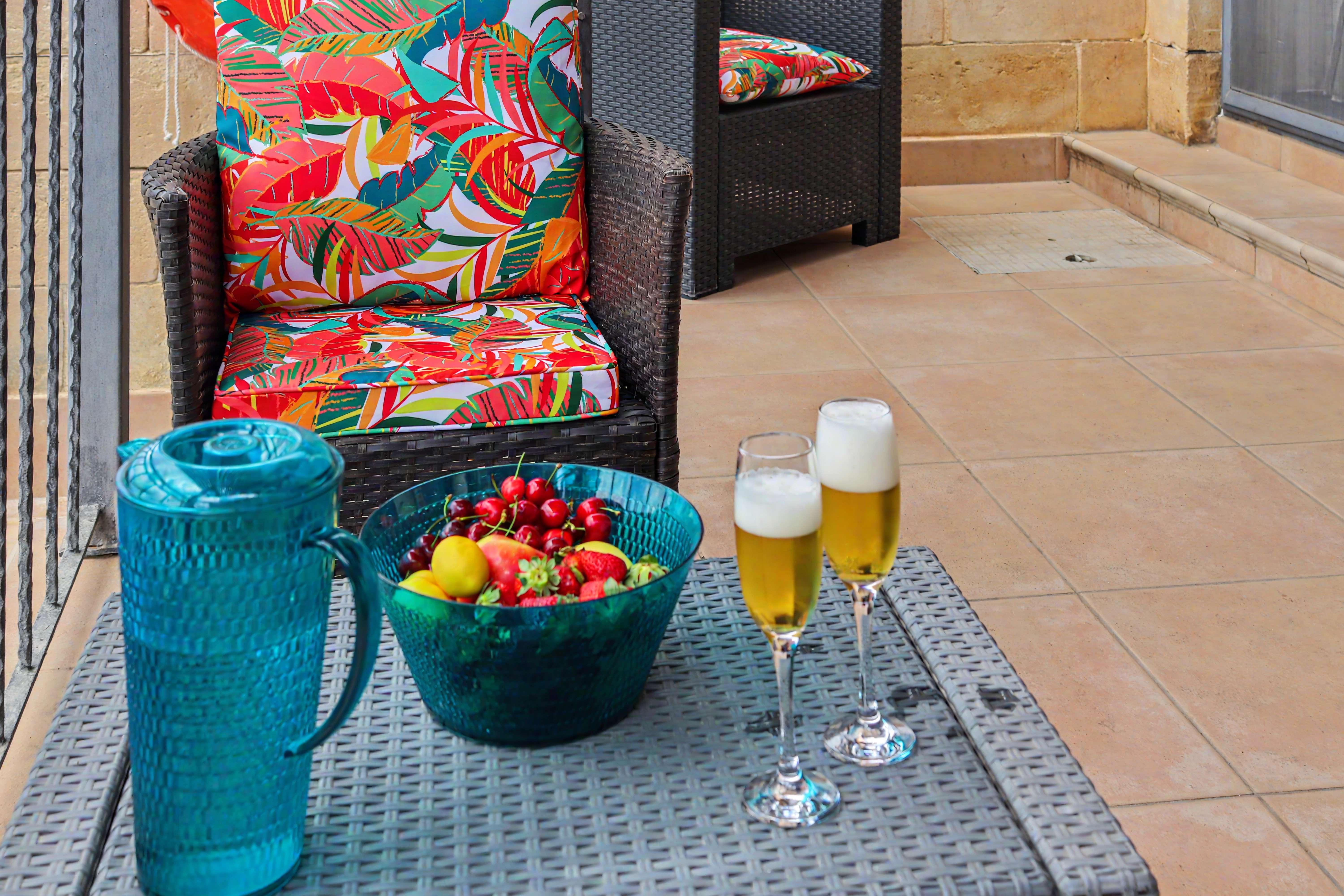 Terrace refreshments and loungers