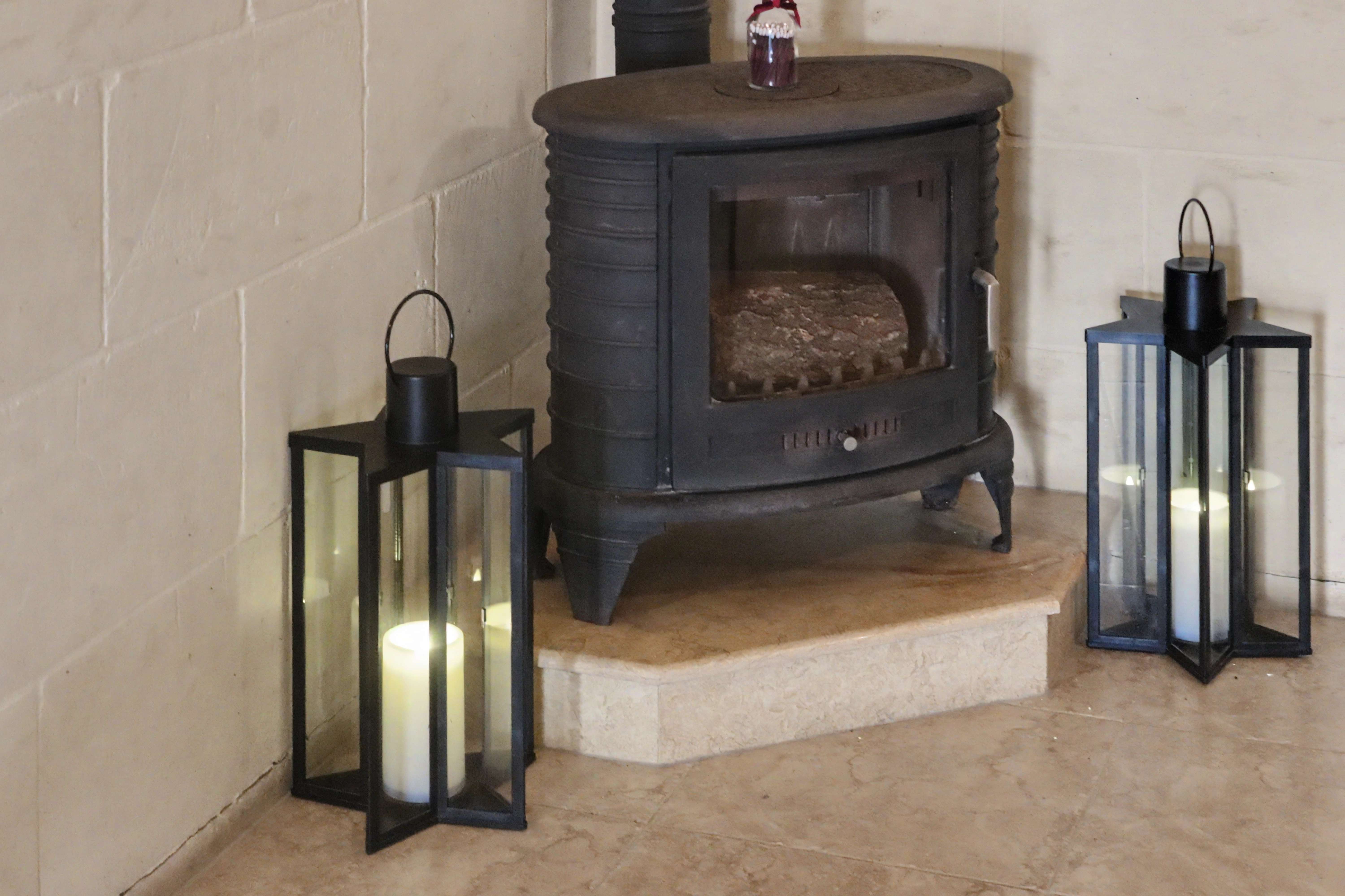 Wood stove & lanterns